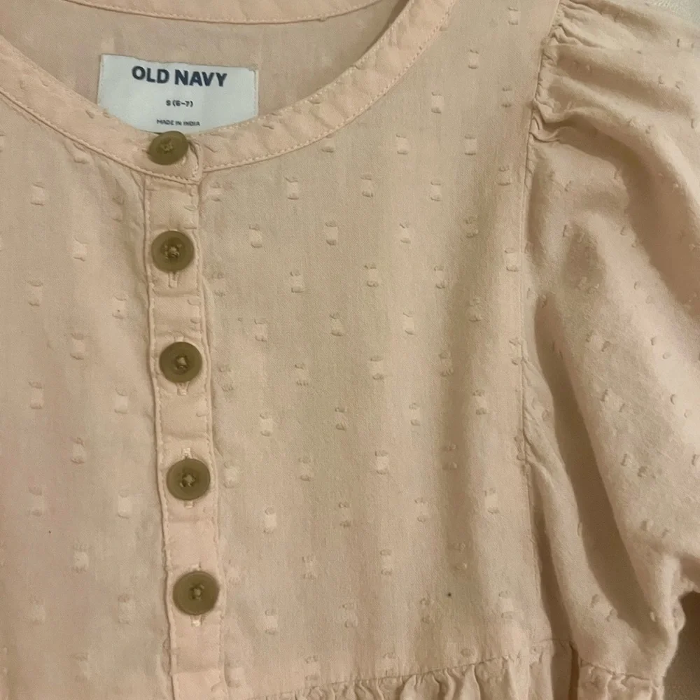 Old Navy Girls Blush Swiss Dot Tiered Dress Size S (6–7)